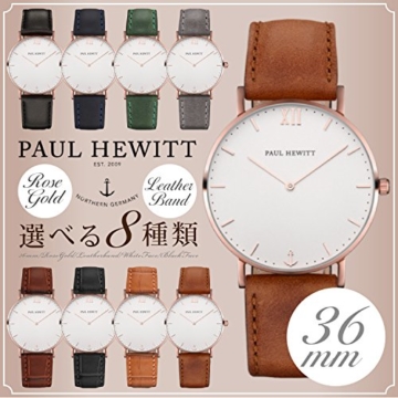 Paul Hewitt Unisex Erwachsene Analog Quarz Uhr mit Leder Armband PH-SA-R-Sm-W-14S - 2