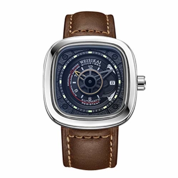 RORIOS Herren Sport Uhren Automatische Mechanische Uhr Leuchtend Zifferblatt mit Datum Kalender Leder Armband Mode Männer Armbanduhren - 1