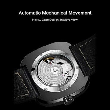 RORIOS Herren Sport Uhren Automatische Mechanische Uhr Leuchtend Zifferblatt mit Datum Kalender Leder Armband Mode Männer Armbanduhren - 5