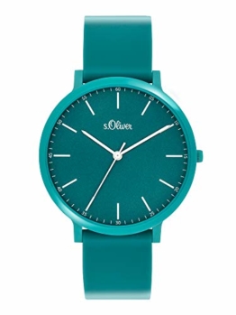 s.Oliver Unisex – Erwachsene Analog Quarz Uhr mit Silicone Armband SO-3949-PQ - 1