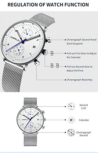 Armbanduhren Herren Sportuhr Mode Multifunktionale Sechs Pin Mesh Gürtel Business Uhr Blau - 2