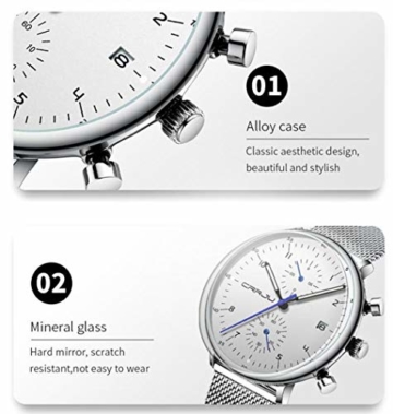 Armbanduhren Herren Sportuhr Mode Multifunktionale Sechs Pin Mesh Gürtel Business Uhr Blau - 3