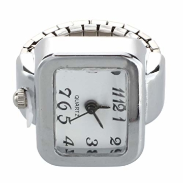 Beauneo Quarzuhr Ring Uhr Digital Zifferblatt arabische Rechteck Weisse Unisex Schmucksachen - 4