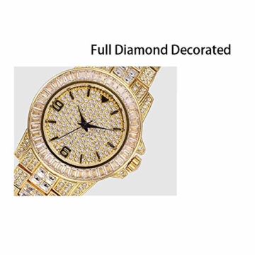 Bling Iced Out Diamond Uhr mit Zirkonia und Quarzwerk Uhr mit Metallarmband - 2