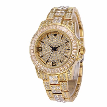 Bling Iced Out Diamond Uhr mit Zirkonia und Quarzwerk Uhr mit Metallarmband - 3