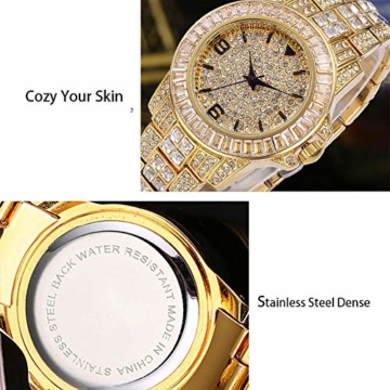 Bling Iced Out Diamond Uhr mit Zirkonia und Quarzwerk Uhr mit Metallarmband - 4