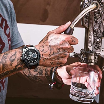 FEICE Herren Armbanduhr mit japanischem Quarzwerk Wasserdichtes Multifunktionslederarmband-FK035 - 3