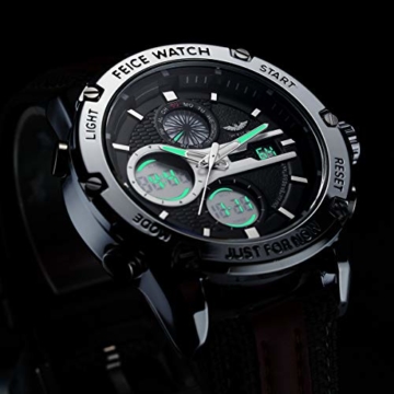 FEICE Herren Armbanduhr mit japanischem Quarzwerk Wasserdichtes Multifunktionslederarmband-FK035 - 6