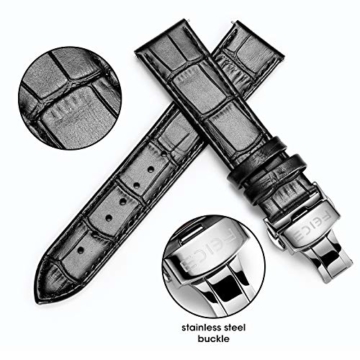 FEICE - Lederarmbänder, Armband mit Faltschließe, 20 mm Breite für Bauhaus Automatikuhr - 3