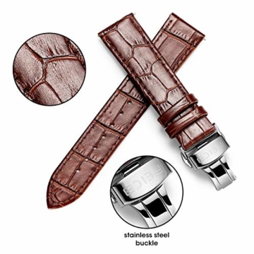 FEICE - Lederarmbänder, Armband mit Faltschließe, 20 mm Breite für Bauhaus Automatikuhr - 2