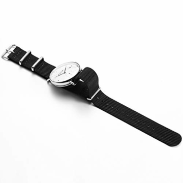 FEICE - Nylonarmbänder mit Schnalle, Schwarze Armbandbreite 20mm für Bauhaus Automatikuhr - 2