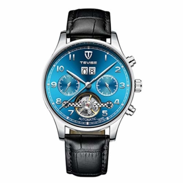 Hellery Herren Automatic Mechanical Watch Lederband Luminous Multifunktions - 1