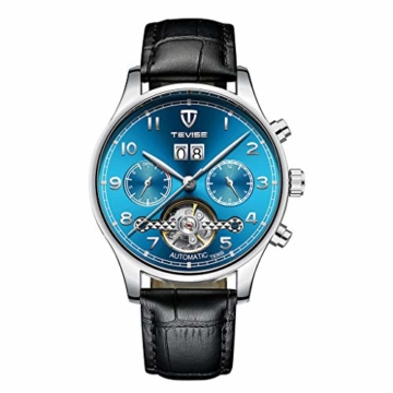 Hellery Herren Automatic Mechanical Watch Lederband Luminous Multifunktions - 2