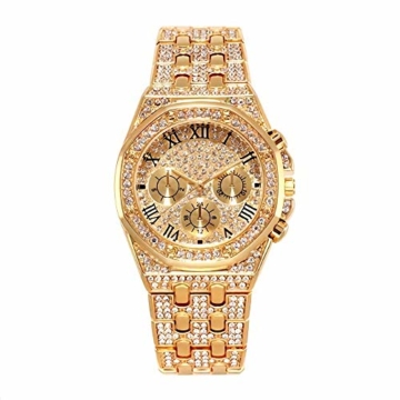 Iced Out Women Watch Hip Hop Herren Bling Bling Watch mit Metal Band - 1