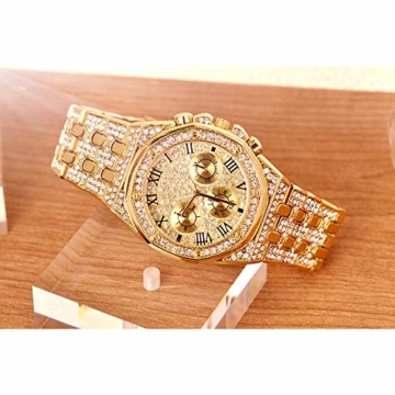 Iced Out Women Watch Hip Hop Herren Bling Bling Watch mit Metal Band - 4