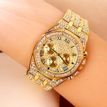 Iced Out Women Watch Hip Hop Herren Bling Bling Watch mit Metal Band - 5