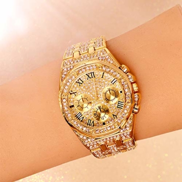 Iced Out Women Watch Hip Hop Herren Bling Bling Watch mit Metal Band - 7