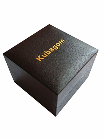 Kubagom Paar Uhren Analog Quarz Edelstahl Wasserdicht Leder Ultradünne Set für Sie und Ihn (2 Blau Oberfläche) - 7