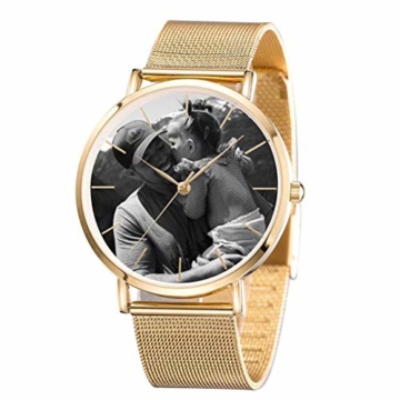 Personalisierte benutzerdefinierte Edelstahl-Armbanduhr ， DIY benutzerdefinierte Foto personalisierte Uhr, Business modische einfache Quarzuhr, Vatertag ， Jahrestag, Geburtstag - 1