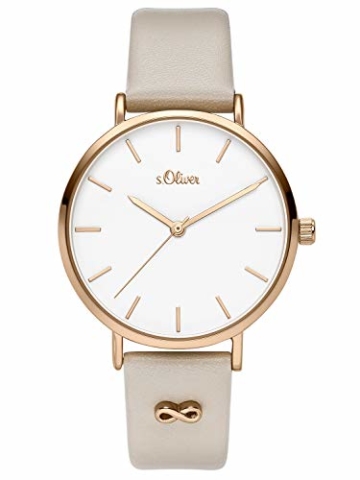s.Oliver Damen Analog Quarz Uhr mit Leder Armband SO-3747-LQ - 1