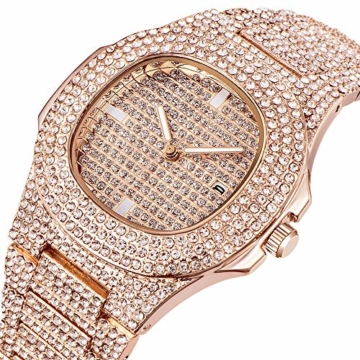 Unisex Iced-Out Uhr Hip Hop Männer Diamant Quarz Analog Uhr Bling Crystal Frauen Uhr - 3