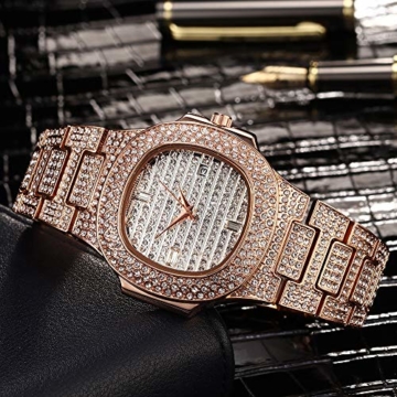 Unisex Iced-Out Uhr Hip Hop Männer Diamant Quarz Analog Uhr Bling Crystal Frauen Uhr - 4