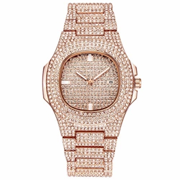 Unisex Iced-Out Uhr Hip Hop Männer Diamant Quarz Analog Uhr Bling Crystal Frauen Uhr - 1