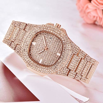 Unisex Iced-Out Uhr Hip Hop Männer Diamant Quarz Analog Uhr Bling Crystal Frauen Uhr - 5