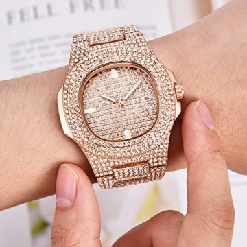 Unisex Iced-Out Uhr Hip Hop Männer Diamant Quarz Analog Uhr Bling Crystal Frauen Uhr - 6