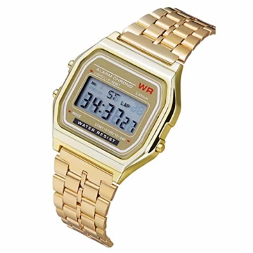 Armbanduhren Herren Uhr Unisex Erwachsene Digital Quarz (Golden) - 5