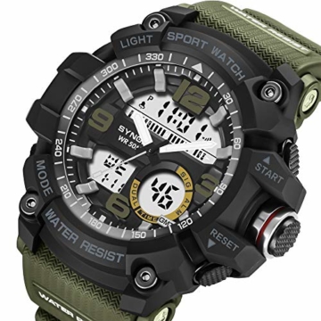 Bovake Fitness-Tracker, Smart-Watch, großes Zifferblatt, digital, Quarz, LED, Militär-Stil, wasserdicht, Armee-grün, Schwarz - 1