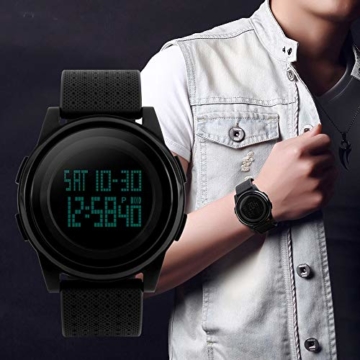 Digital-Armbanduhr, großes Gesicht, für Business/Casual/Sport, LED, Militär-Stil, wasserfest, mit Stoppuhr, Wecker, einfache Armbanduhr - 7