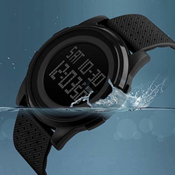Digital-Armbanduhr, großes Gesicht, für Business/Casual/Sport, LED, Militär-Stil, wasserfest, mit Stoppuhr, Wecker, einfache Armbanduhr - 8