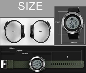 Digitaluhr für Herren, Outdoor-Sportuhr, wasserdicht, modische Uhr mit Wecker, Sekunden, leuchtendes Nachtlicht (Schwarz) - 7
