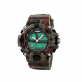 Herren-Armbanduhr, zum Klettern oder Wandern, wasserdicht, doppelte Zeit (Camouflage) - 1