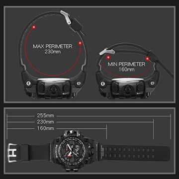 Herren-Digitaluhr Fashion LED Military Sport Wasserdicht Casual Armbanduhr - 8