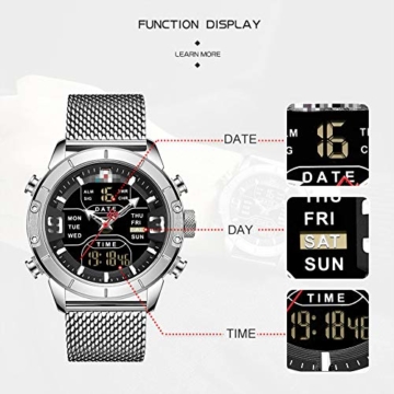 Herrenuhren Herren Sportuhren Quarz Digital Chronograph Uhr Männlich Militär Armbanduhr Für Herren 24.5cm BB - 6