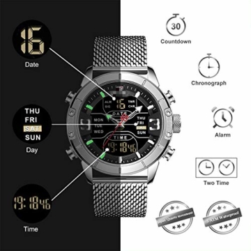 Herrenuhren Herren Sportuhren Quarz Digital Chronograph Uhr Männlich Militär Armbanduhr Für Herren 24.5cm Bebe - 2