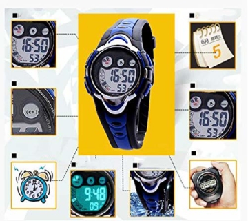 Kinder Digitaluhr, Elektronische Outdoor-Sportuhr -30m Wasserdicht Mit Leuchtendem Chronographen 12 / 24h Wecker Datumskalender Für Männliche Und Weibliche Studenten, Die Schwimmen Gehen - 2