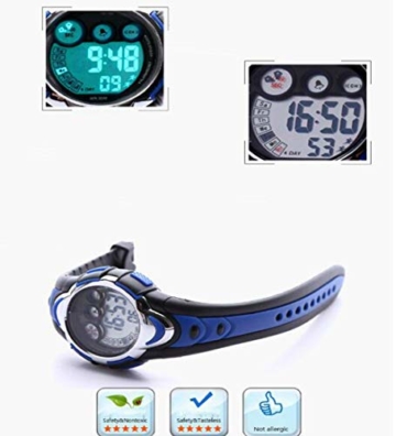 Kinder Digitaluhr, Elektronische Outdoor-Sportuhr -30m Wasserdicht Mit Leuchtendem Chronographen 12 / 24h Wecker Datumskalender Für Männliche Und Weibliche Studenten, Die Schwimmen Gehen - 6