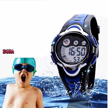 Kinder Digitaluhr, Elektronische Outdoor-Sportuhr -30m Wasserdicht Mit Leuchtendem Chronographen 12 / 24h Wecker Datumskalender Für Männliche Und Weibliche Studenten, Die Schwimmen Gehen - 7