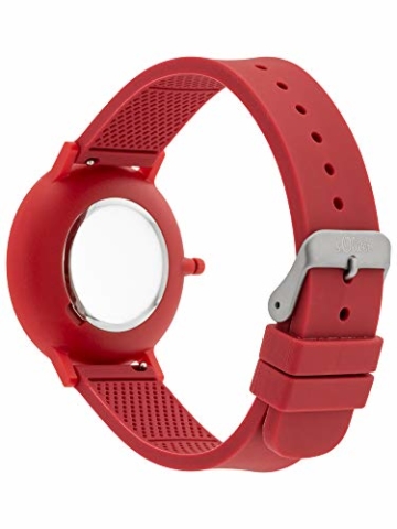 s.Oliver Unisex – Erwachsene Analog Quarz Uhr mit Silicone Armband SO-3953-PQ - 4