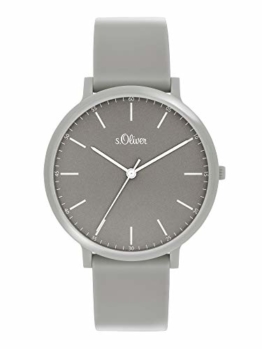 s.Oliver Unisex – Erwachsene Analog Quarz Uhr mit Silicone Armband SO-3956-PQ - 1