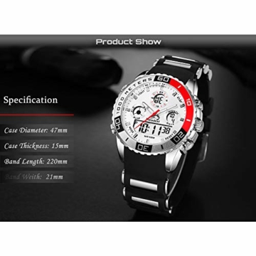 Uhren Männer Gummi Led Digital Herren Quarzuhr Mann Sport Militär Armbanduhr,Uhr Herren Beiläufig Sports Edelstahl Wasserdicht Quartz Uhr Mit Schwarz Armbanduhren - 2