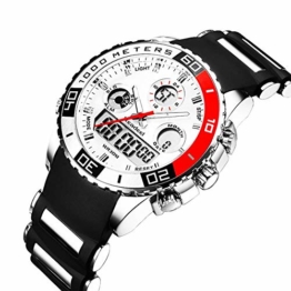 Uhren Männer Gummi Led Digital Herren Quarzuhr Mann Sport Militär Armbanduhr,Uhr Herren Beiläufig Sports Edelstahl Wasserdicht Quartz Uhr Mit Schwarz Armbanduhren - 1