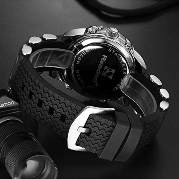 Uhren Männer Gummi Led Digital Herren Quarzuhr Mann Sport Militär Armbanduhr,Uhr Herren Beiläufig Sports Edelstahl Wasserdicht Quartz Uhr Mit Schwarz Armbanduhren - 6