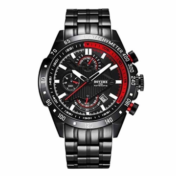 Armbanduhren Sport Mechanik Uhr Automatik Herren Herren Uhren Militär Wasserdicht Kalender Reloj Hombre Herren Geschenke-Rot - 1