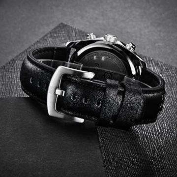 BENYAR Herrenuhr Mode Wasserdicht Sport Chronograph Quarzwerk Lederarmband 30M Wasserdicht Herren Geschenk - 6