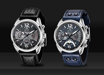 BENYAR Herrenuhr Mode Wasserdicht Sport Chronograph Quarzwerk Lederarmband 30M Wasserdicht Herren Geschenk - 7