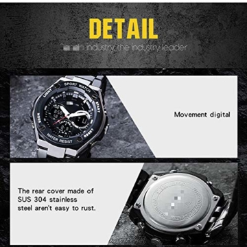Chronograph Countdown Digitaluhr Für Herren Mode Outdoor Sport Armbanduhr Herrenuhr Wecker Wasserdicht 26.5cm Schwarz - 2